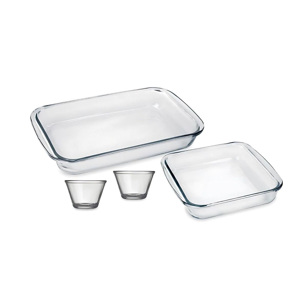 MARINEX - Set 2 Fuentes Asadera Rectangular Vidrio Templado Con 2 Flaneras