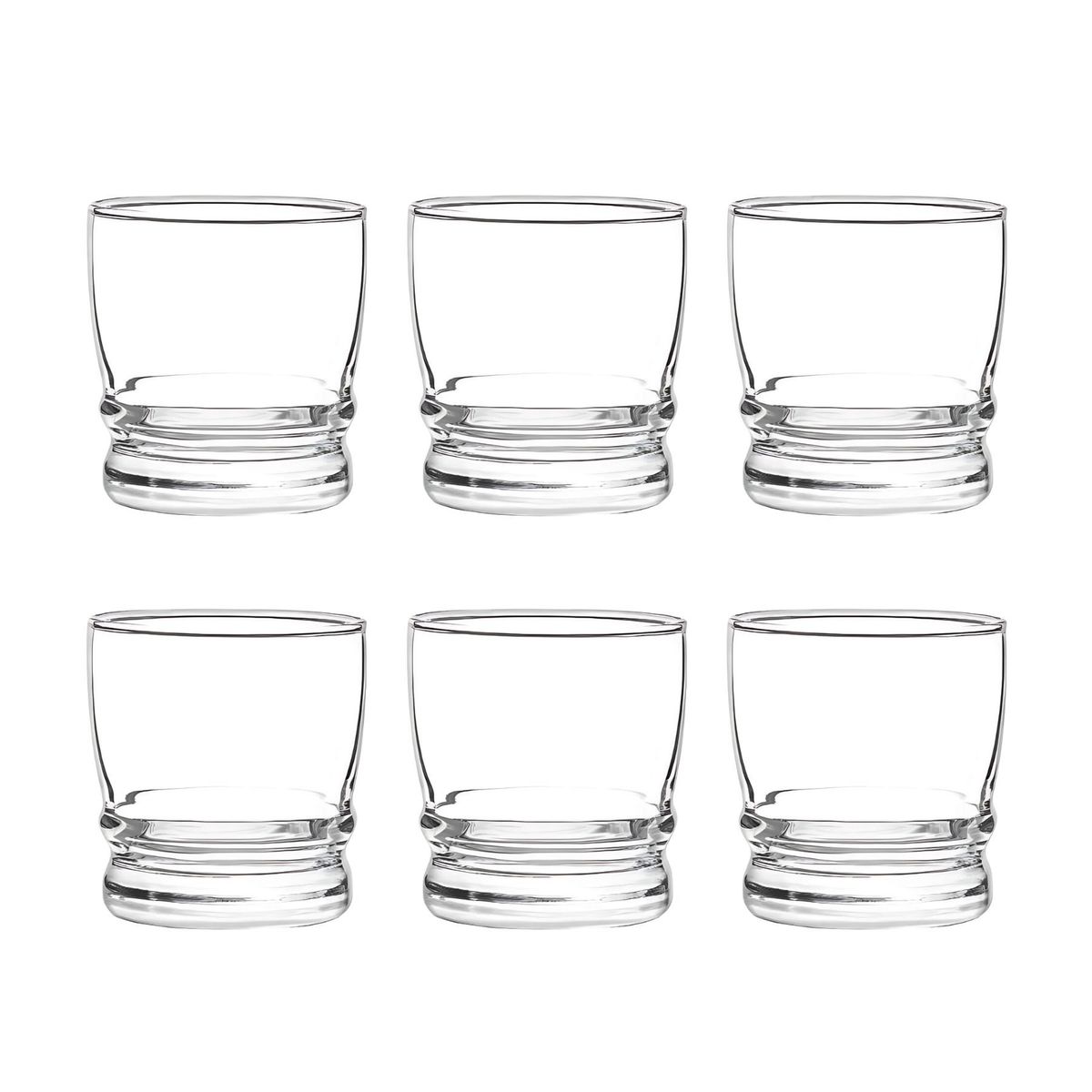 CRISTAR - Display 6 Vasos Bajos Madeira Rock 304mL Tragos Jugos Cristar