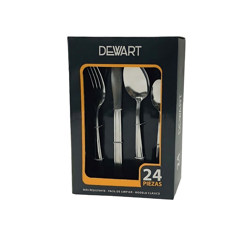 KRONS - Set Cubiertos 24 Pzs Box Dewart Acero Inoxidable Para Servir