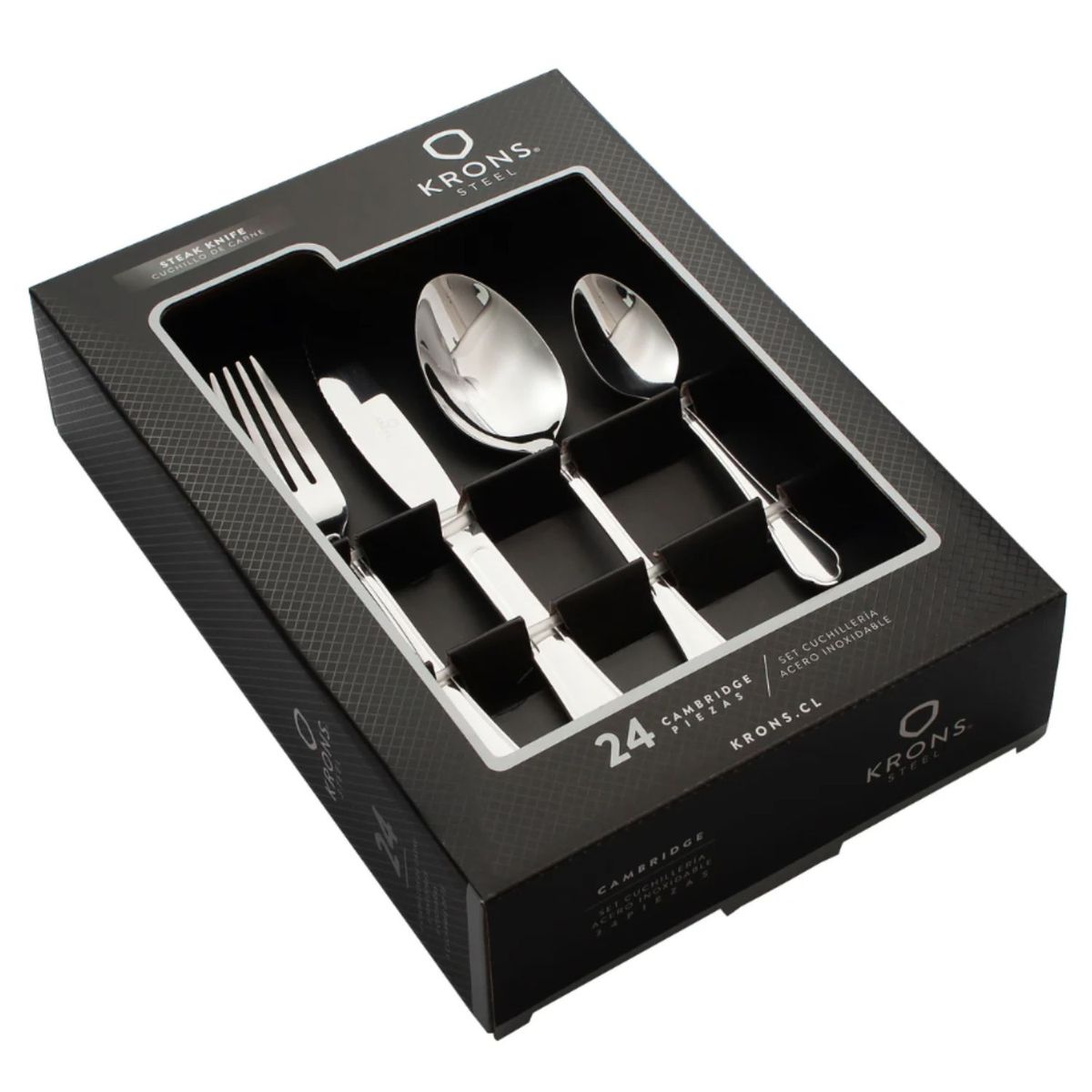 KRONS - Set Cubiertos 24 Piezas Cambridge Krons Acero Inoxidable Cuchilleria