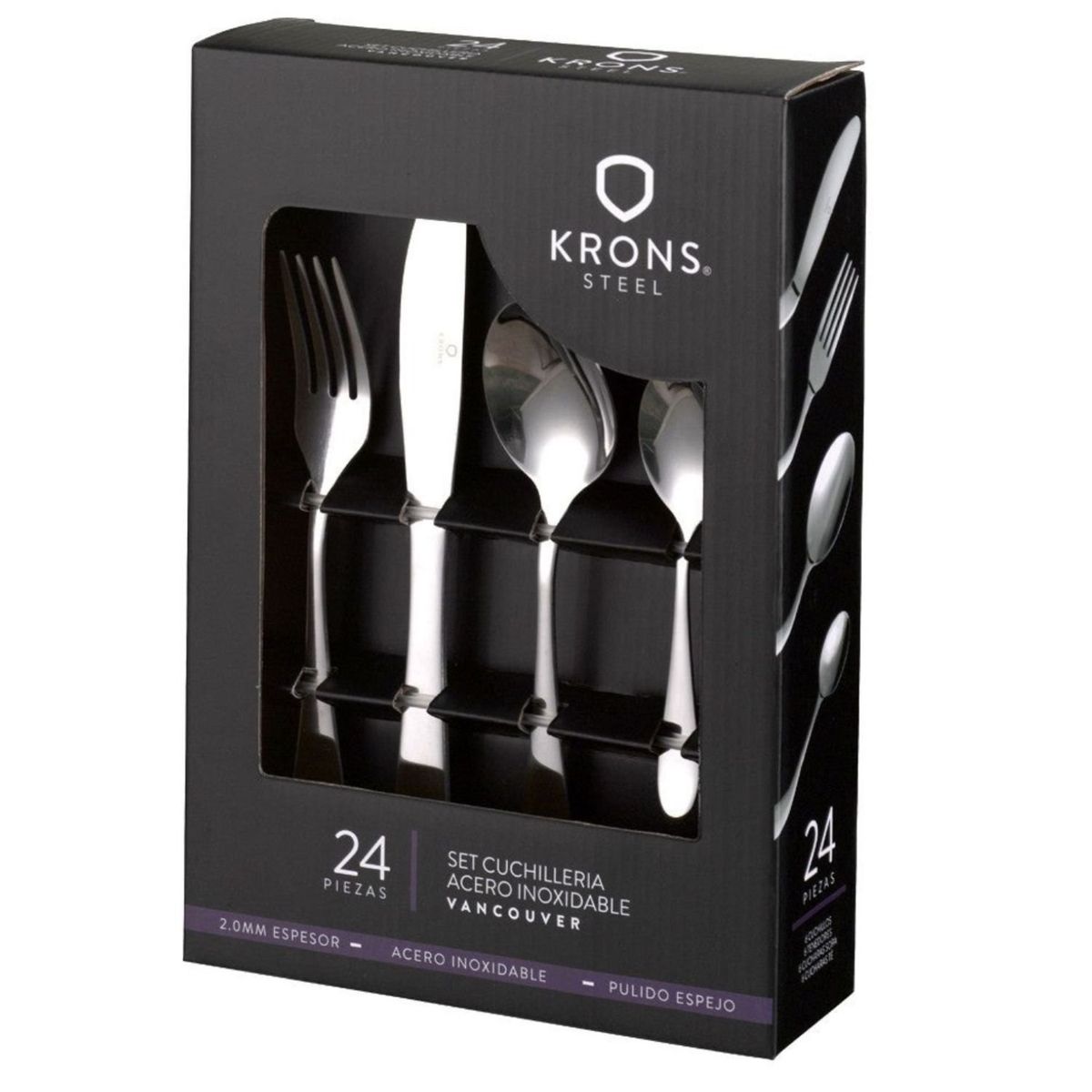 KRONS - Set Cubiertos 24 Pzs Vancouver Krons Acero Inox Set Cuchilleria