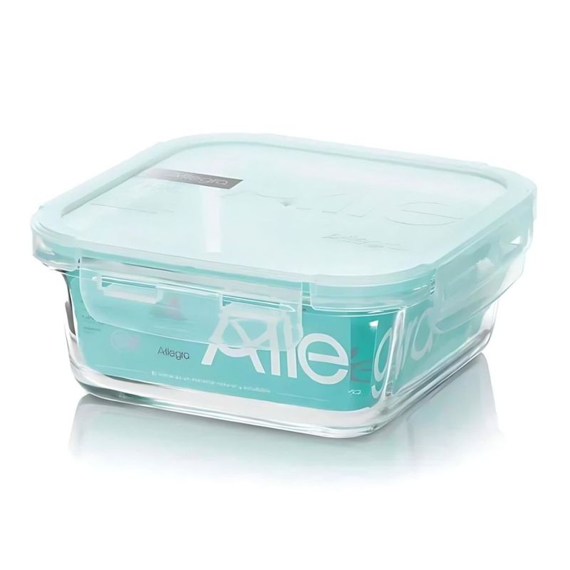 ALLEGRA - Contenedor Alimentos Hermetico Cuadrado 380ml Vidrio Allegra