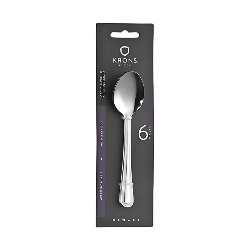 KRONS - Set 6 Cucharas para Te Perlado Krons 13cm Acero Inoxidable