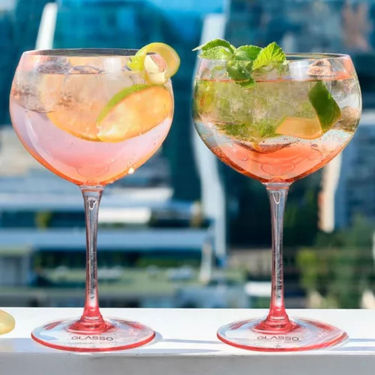 GLASSO - Set 2 Copas Aperitivo Cristal Rosa 640mL Cocktail Glasso