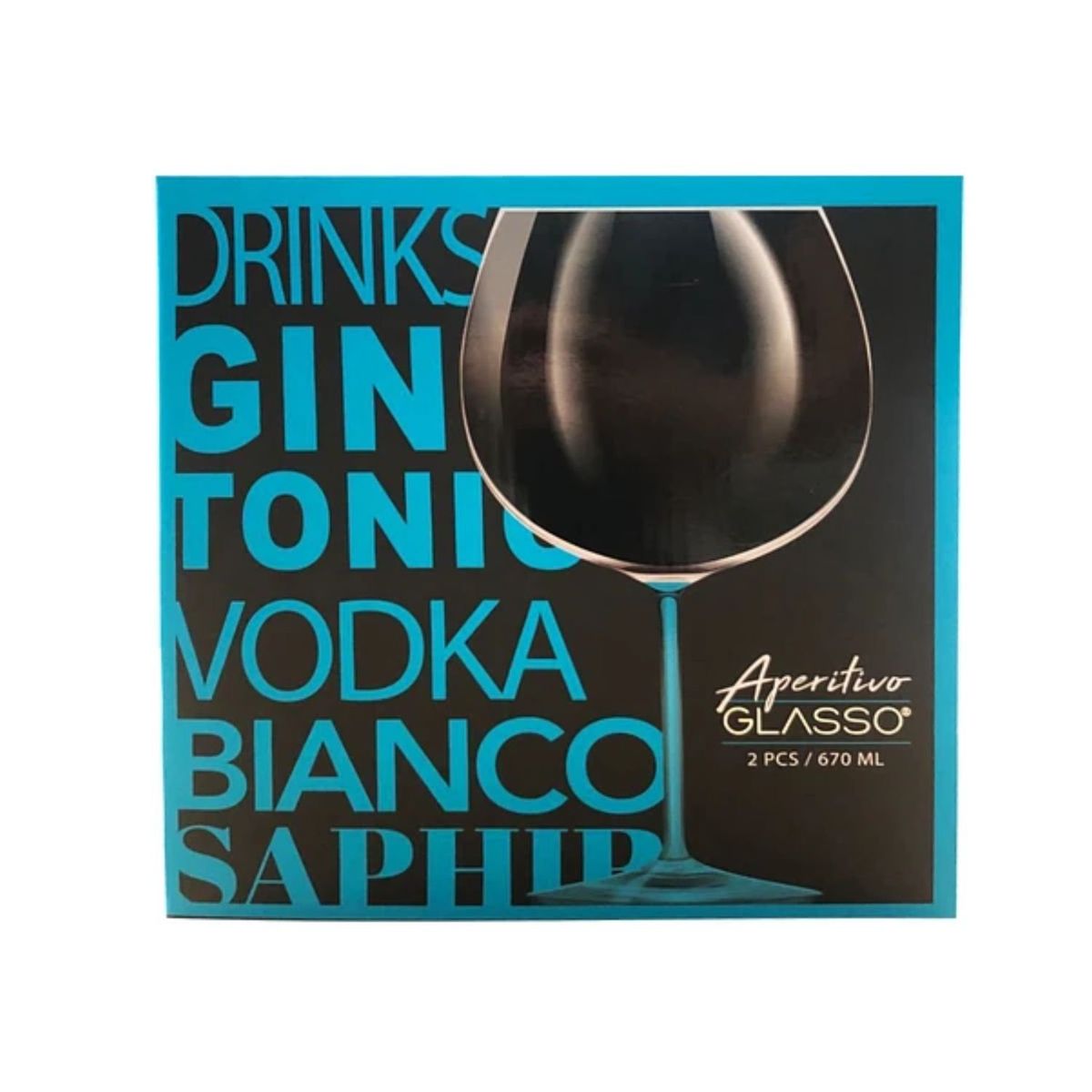 GLASSO - Set 2 Copas Aperitivo Cristal Celeste 640mL Cocktail Glasso
