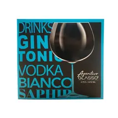 GLASSO - Set 2 Copas Aperitivo Cristal Celeste 640mL Cocktail