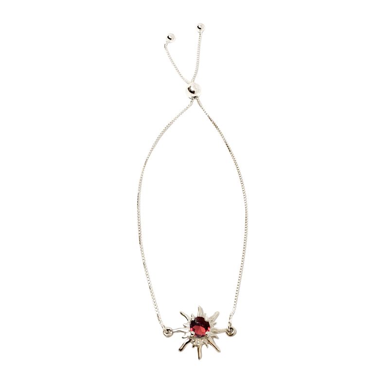 ANDREA COGGIOLA JOYAS - Pulsera Sol Granate Plata Fina 925 Adaptable