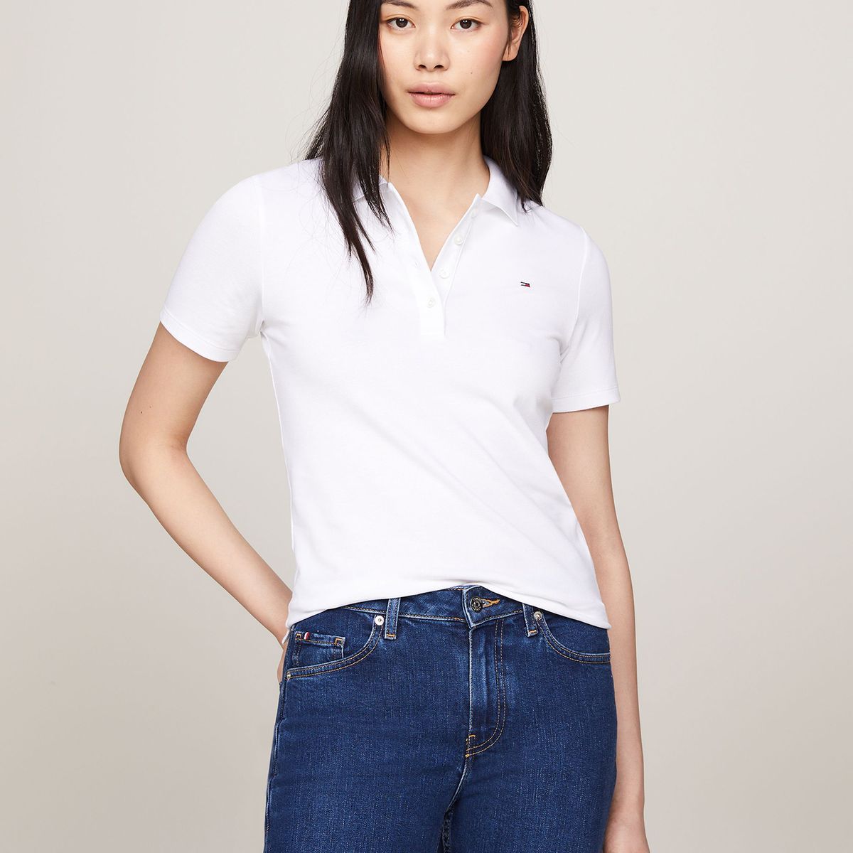 TOMMY HILFIGER - Polo Slim Fit Con Tejido Pique Blanco Tommy Hilfiger