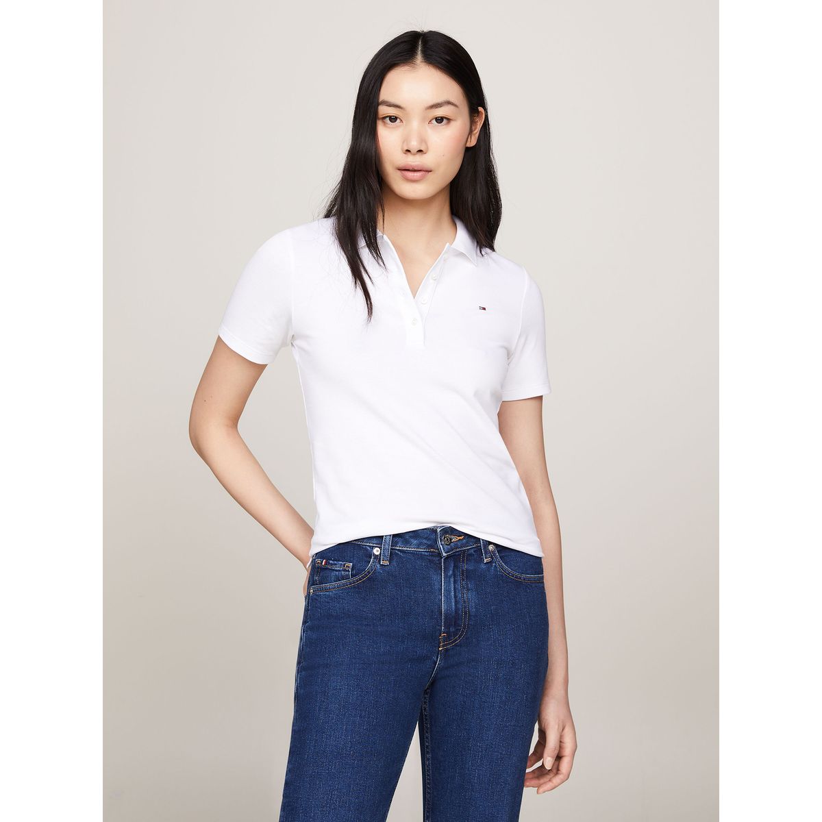 TOMMY HILFIGER - Polo Slim Fit Con Tejido Pique Blanco Tommy Hilfiger