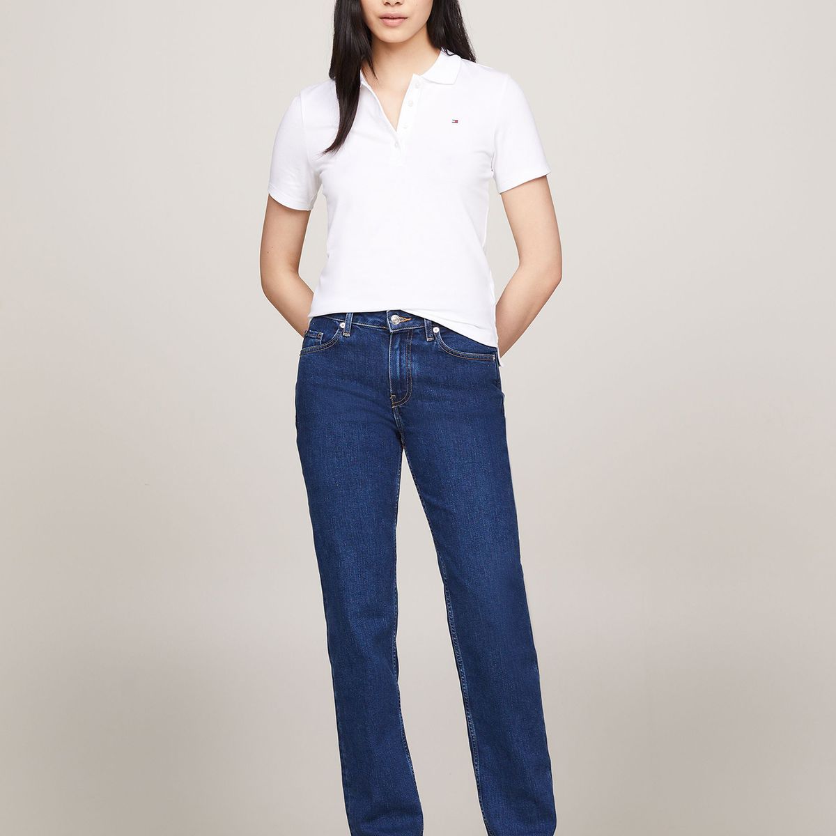 TOMMY HILFIGER - Polo Slim Fit Con Tejido Pique Blanco Tommy Hilfiger