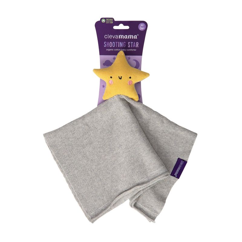 CLEVAMAMA - Clevamama Mantita Algodón Orgánico con Estrella  - GRIS