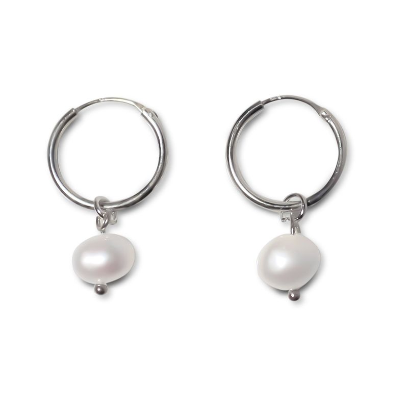 ANDREA COGGIOLA JOYAS - Aros argolla Perla Río Plata Fina 925