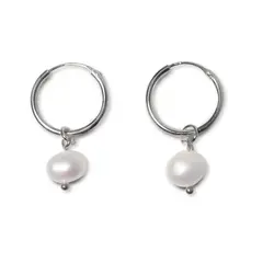 ANDREA COGGIOLA JOYAS - Aros argolla Perla Río Plata Fina 925