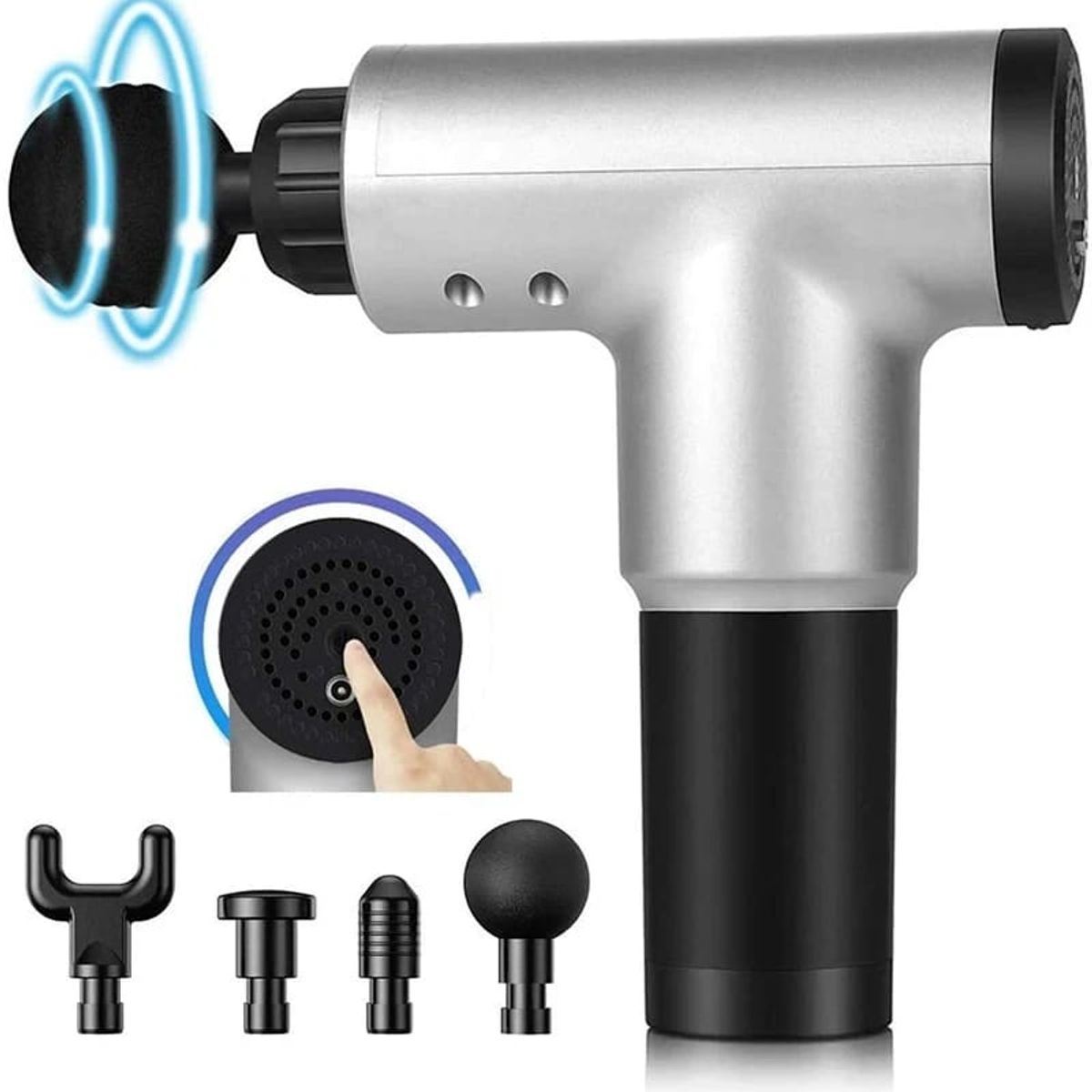 OEM - MASAJEADOR CORPORAL Y FACIAL GUN CON ACCESORIOS