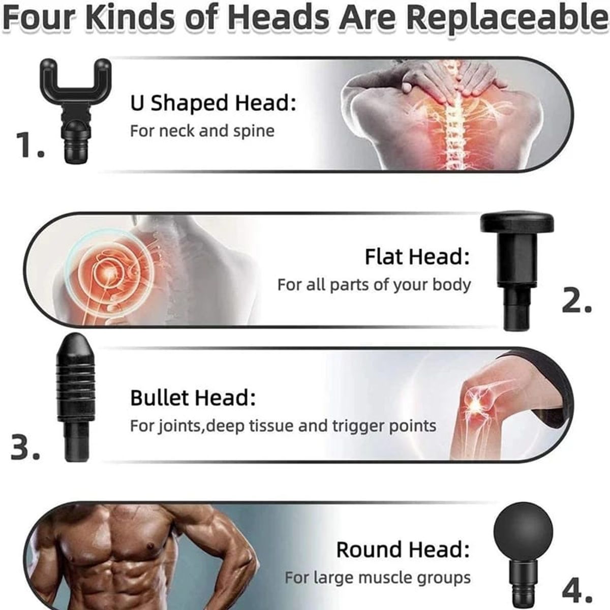 OEM - MASAJEADOR CORPORAL Y FACIAL GUN CON ACCESORIOS