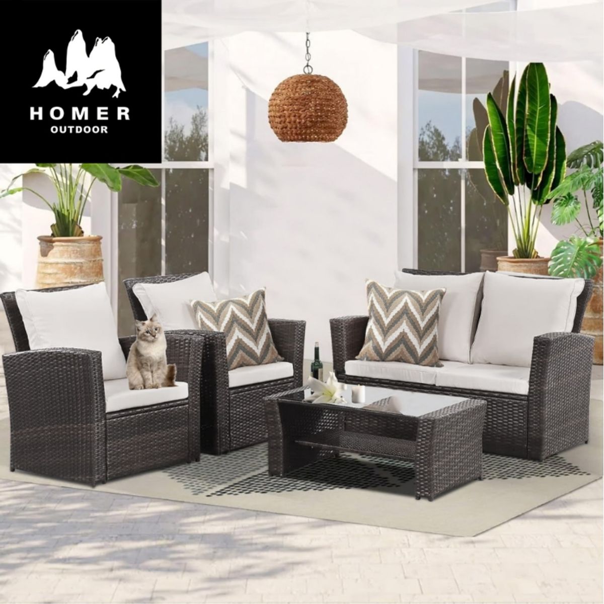 HOMER OUTDOOR - Juego De Living De Terraza 4 Piezas Para Exterior Homer Outdoor Negro