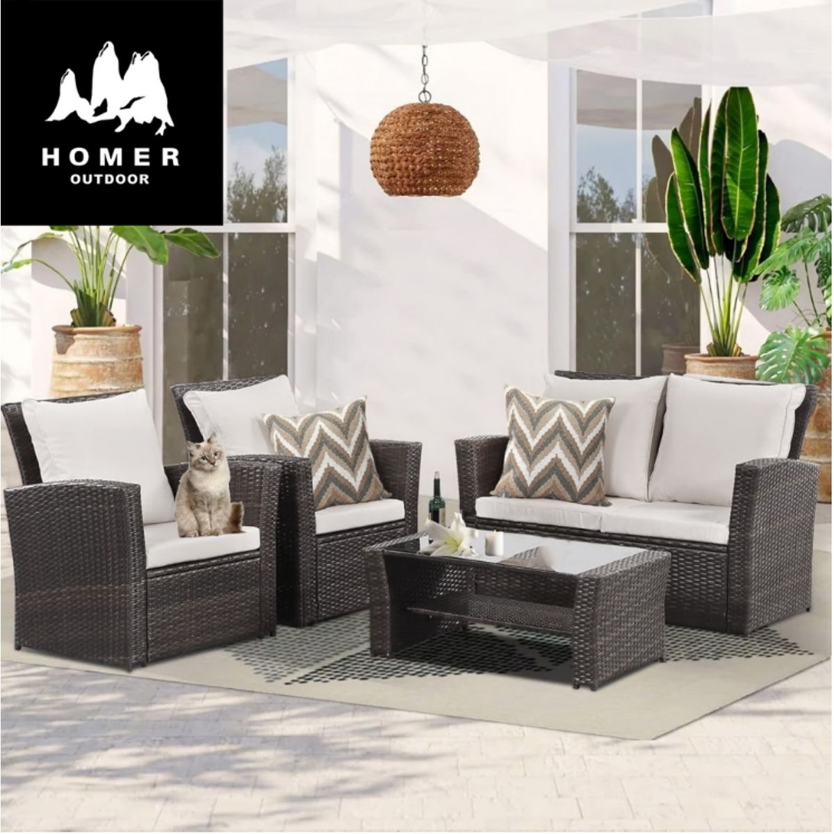 HOMER OUTDOOR - Juego De Living De Terraza 4 Piezas Para Exterior Homer Outdoor Negro