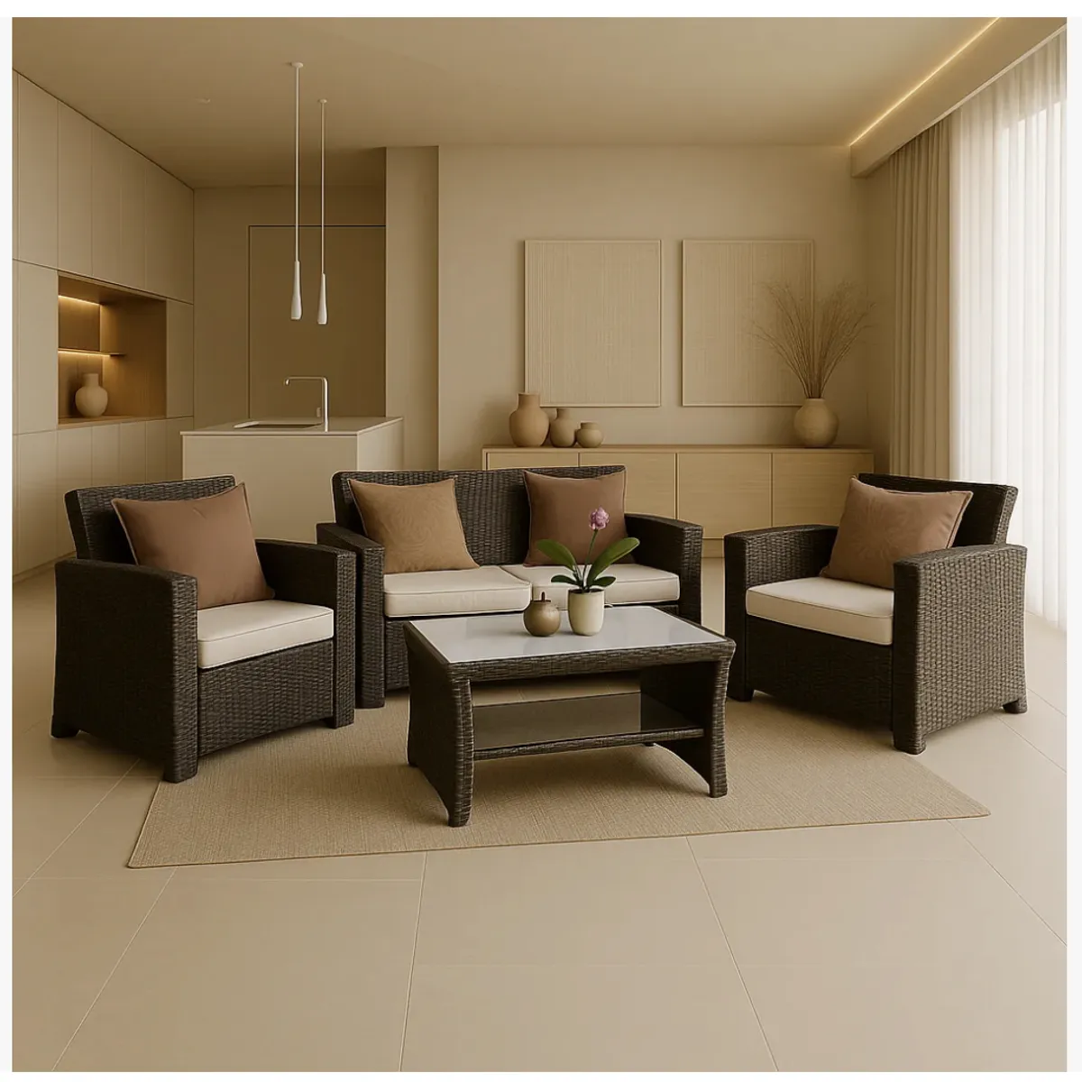 HOMER OUTDOOR - Juego De Living De Terraza 4 Piezas Para Exterior Homer Outdoor Negro