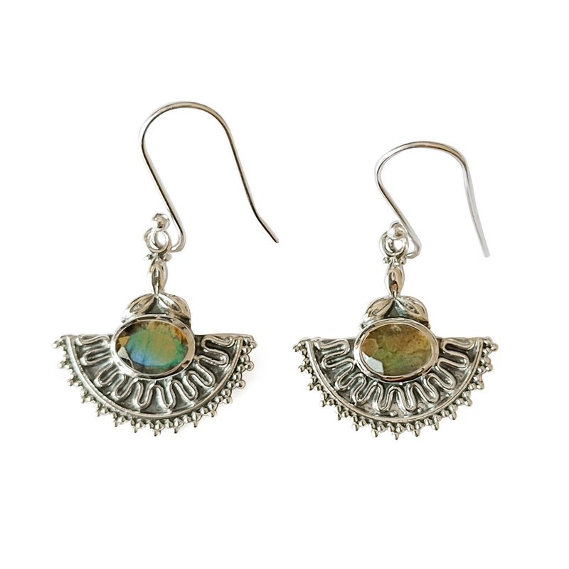 ANDREA COGGIOLA JOYAS - Aros Kerani Labradorita Plata Fina 925