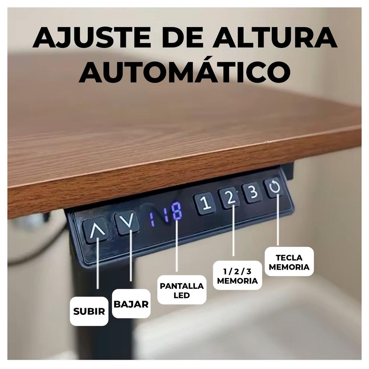 GLOBAL LATIN GROUP - Escritorio Ajustable Automático 140x60cm Altura regulable - Negro