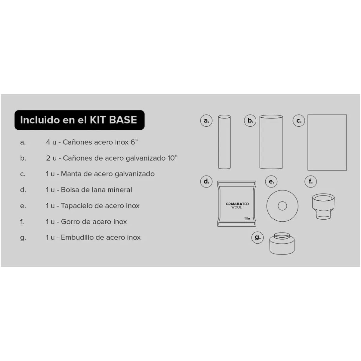 BOSCA - KIT INSTALACION 6 ESTUFA BOSCA/MIMBRAL