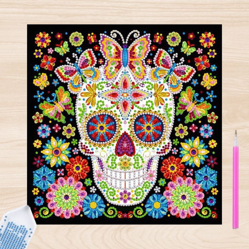 ARTE CONSENTIDO - Pintura con Diamantes Calavera Colores 30X30