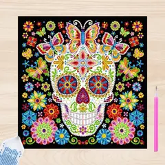 ARTE CONSENTIDO - Pintura con Diamantes Calavera Colores 30X30