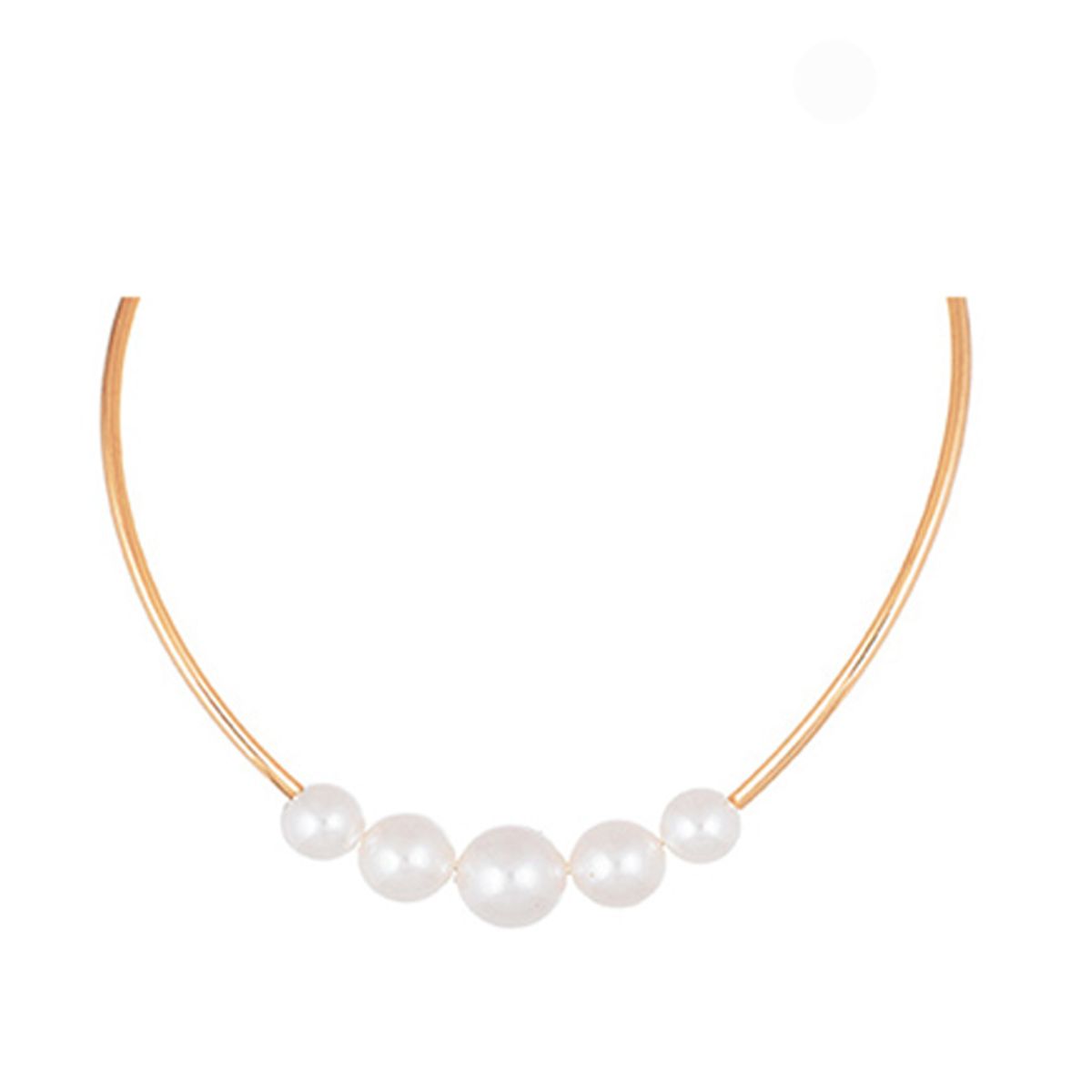 VANE COLLECTION - Collar para mujer corto diseño dorado con fila de perlas en acero y baño de oro