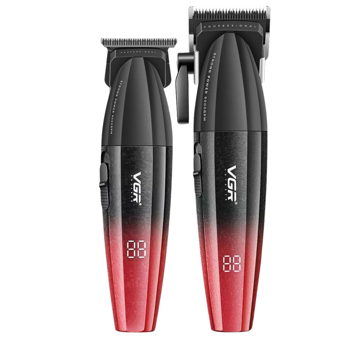 VGR VOYAGER - Barber Combo VGR Profesional V640 Clipper y Trimmer 9000RPM Rojo