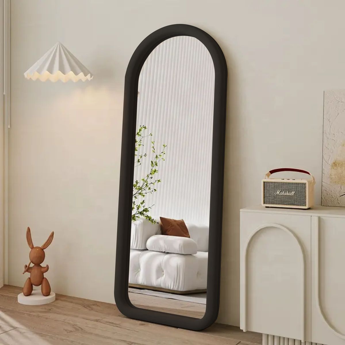 SANTU HOME & DECO - Espejo Curvo Cuerpo Entero Negro 180x80cm