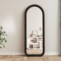 Espejo Curvo Cuerpo Entero Negro 180x80cm Borde Tela