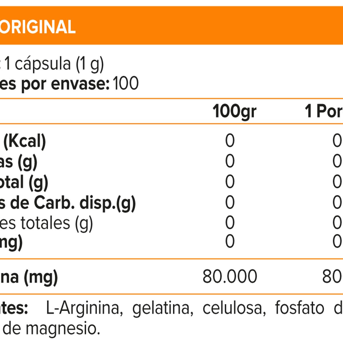 ULTIMATE NUTRITION - Arginina Power 800 mg, Arginina (100 caps) - Original