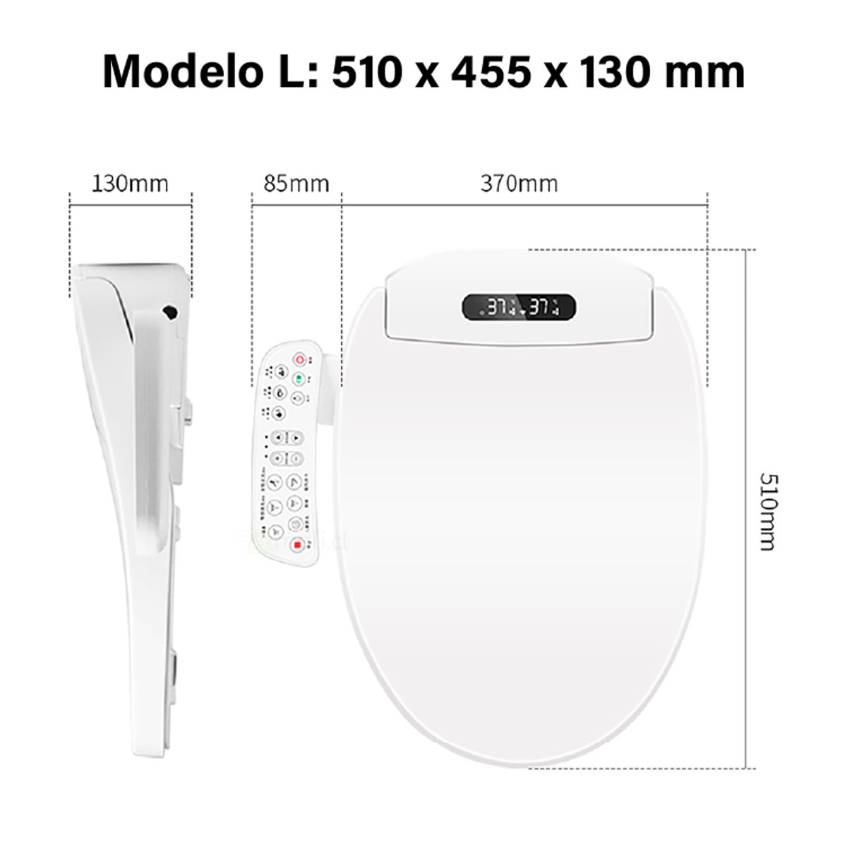 BE BLU - Tapa de Baño Electrónica BLU102 Blanco - Bidé Premium