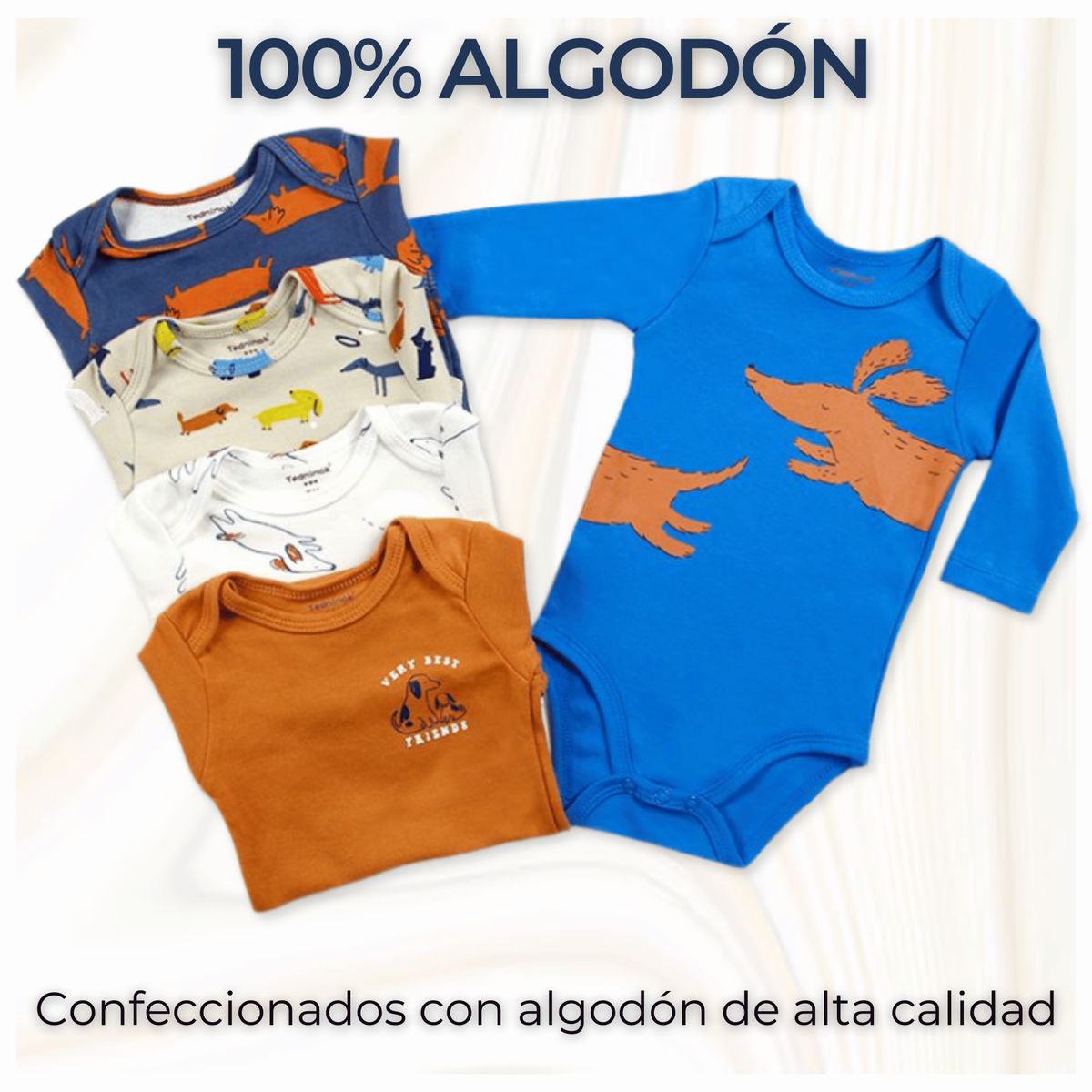 UTILISIMO - Pack 5 Bodys Bebé Niño Manga Larga 100% Algodón Various Dog