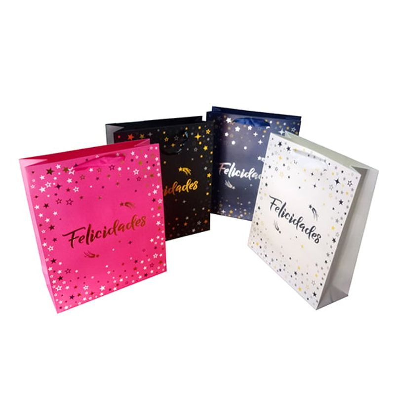 GENERICO - BOLSA REGALO FELICIDADES BLING 19X23 X12 UNI