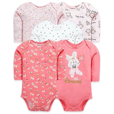 Imagen 1 del producto Pack 5 Bodys Bebé Niña Manga Larga 100% Algodón Rabbit Princess