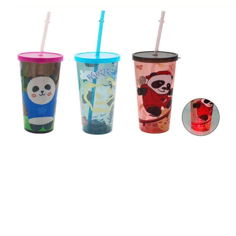 GENERICO - Pack 6 Vaso Plástico con Tapa Luz y Bombilla