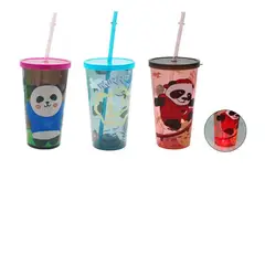GENERICO - Pack 6 Vaso Plástico con Tapa Luz y Bombilla