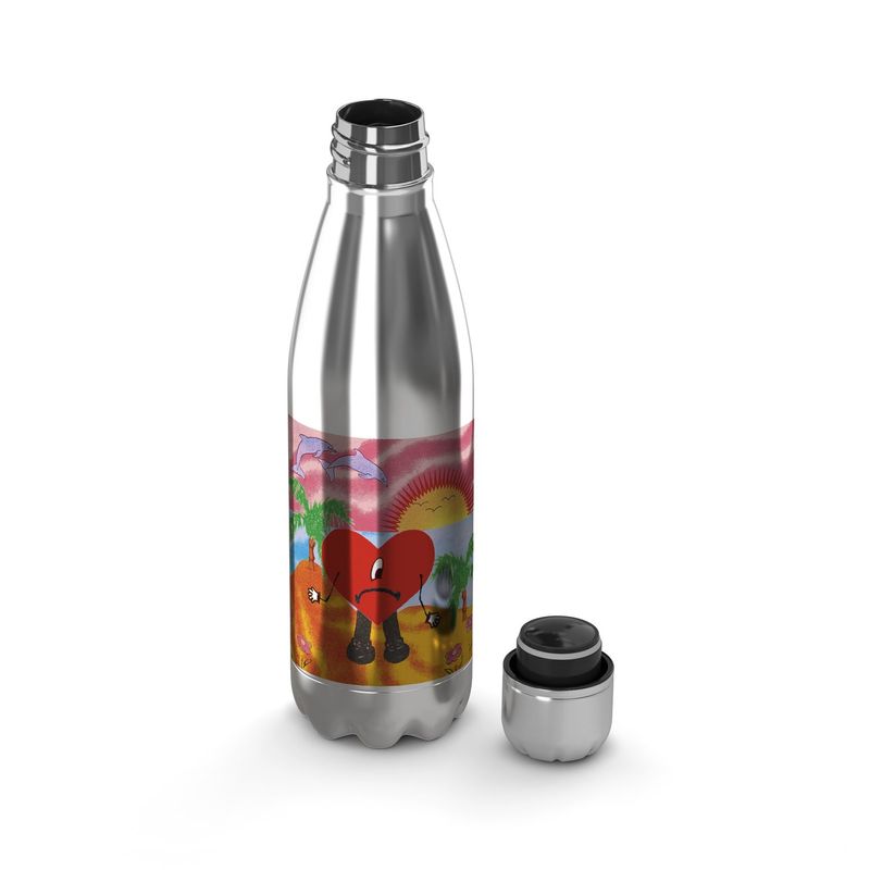 CREANGO - BOTELLA DE AGUA TERMICA PLATEADA BAD BUNNY