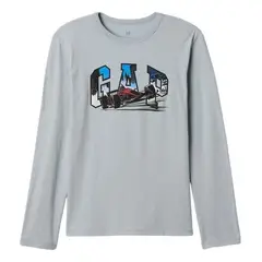 GAP - Polera Logo Manga Larga Hombre Gris