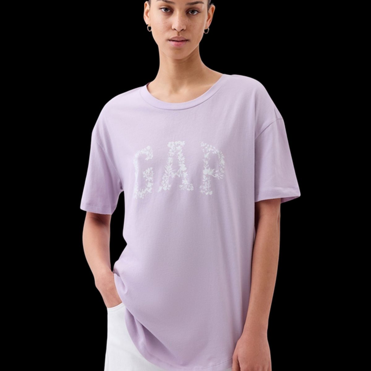 GAP - Polera Logo Floreado Mujer Morado