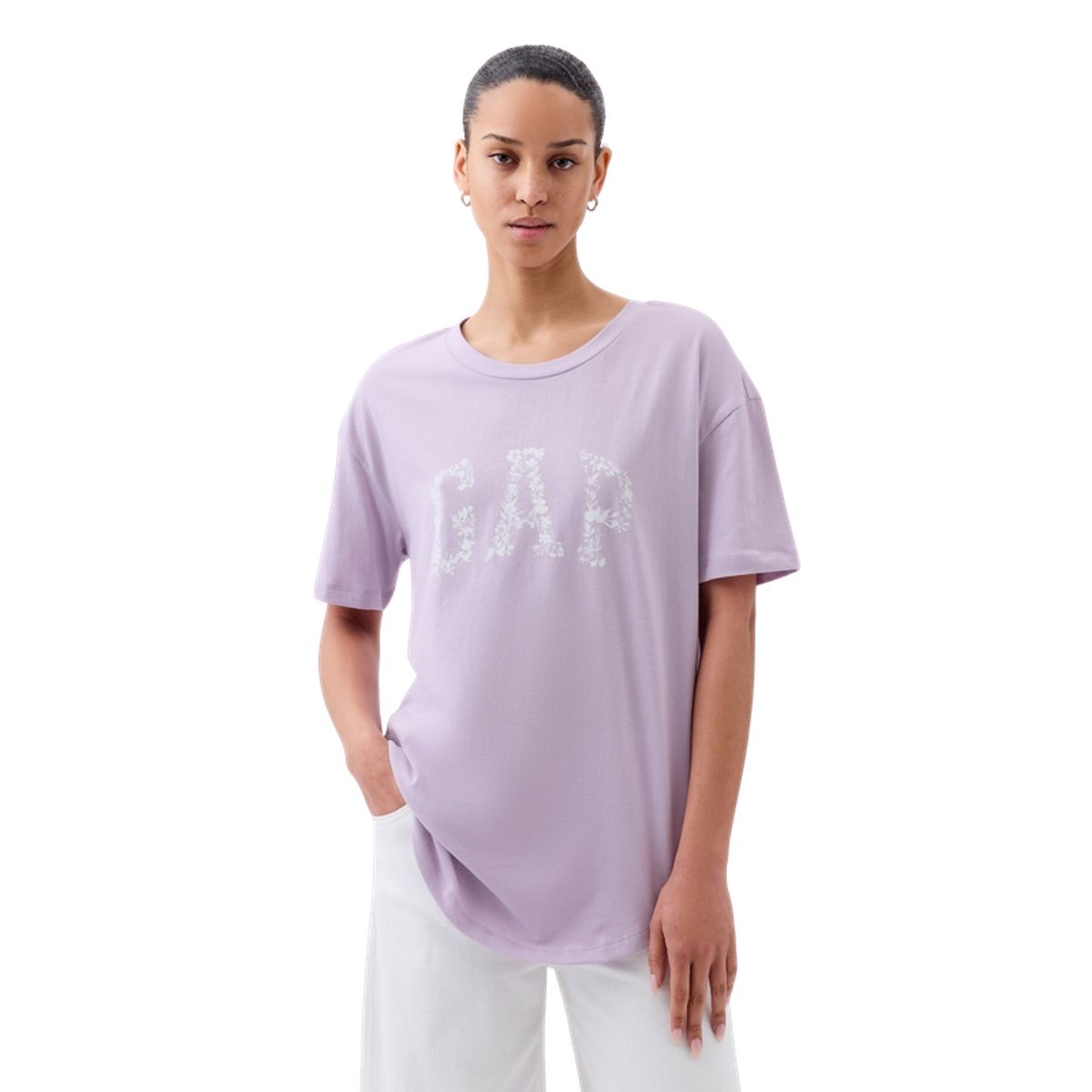 GAP - Polera Logo Floreado Mujer Morado