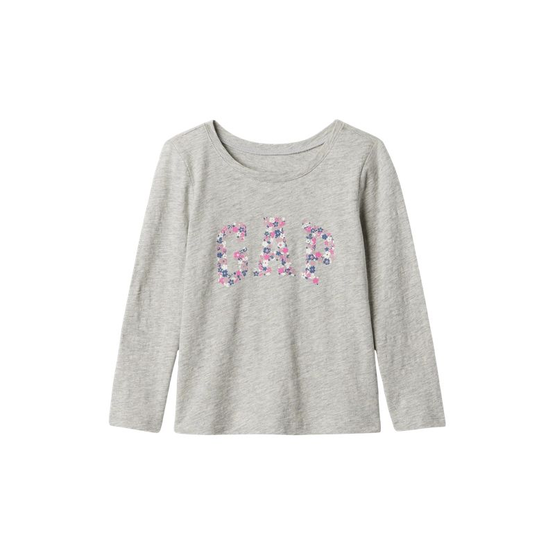 GAP - Polera Logo Manga Larga Niña Gris