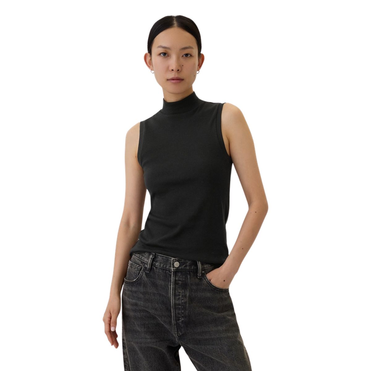 GAP - Polera Cuello Alto Sin Manga Mujer Negro