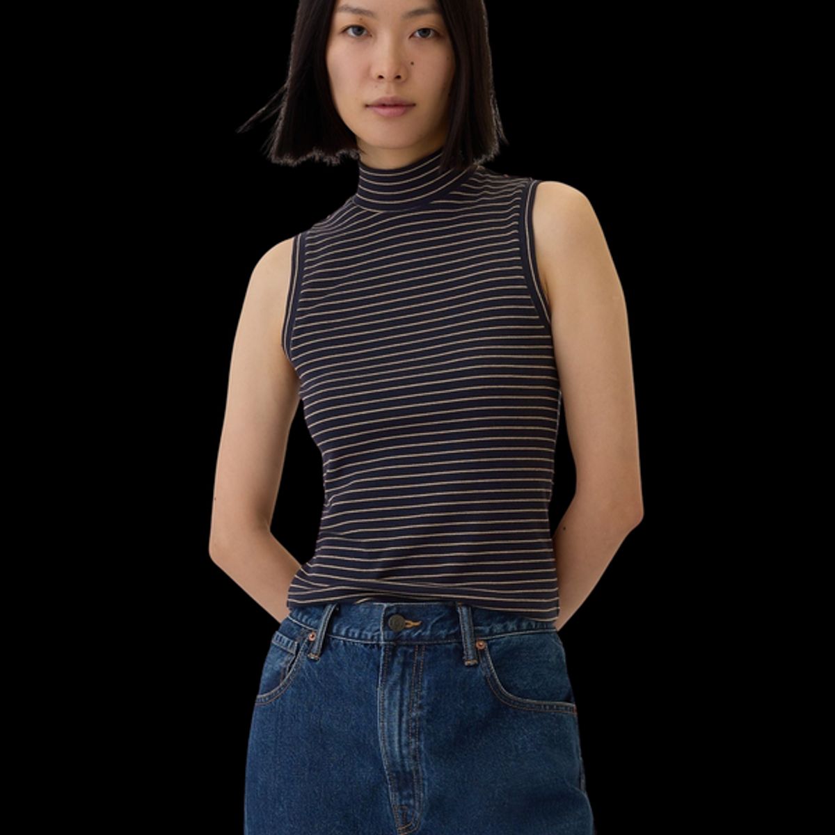 GAP - Polera Cuello Alto Sin Manga Mujer Negro