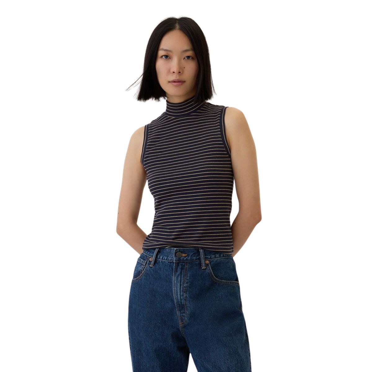 GAP - Polera Cuello Alto Sin Manga Mujer Negro