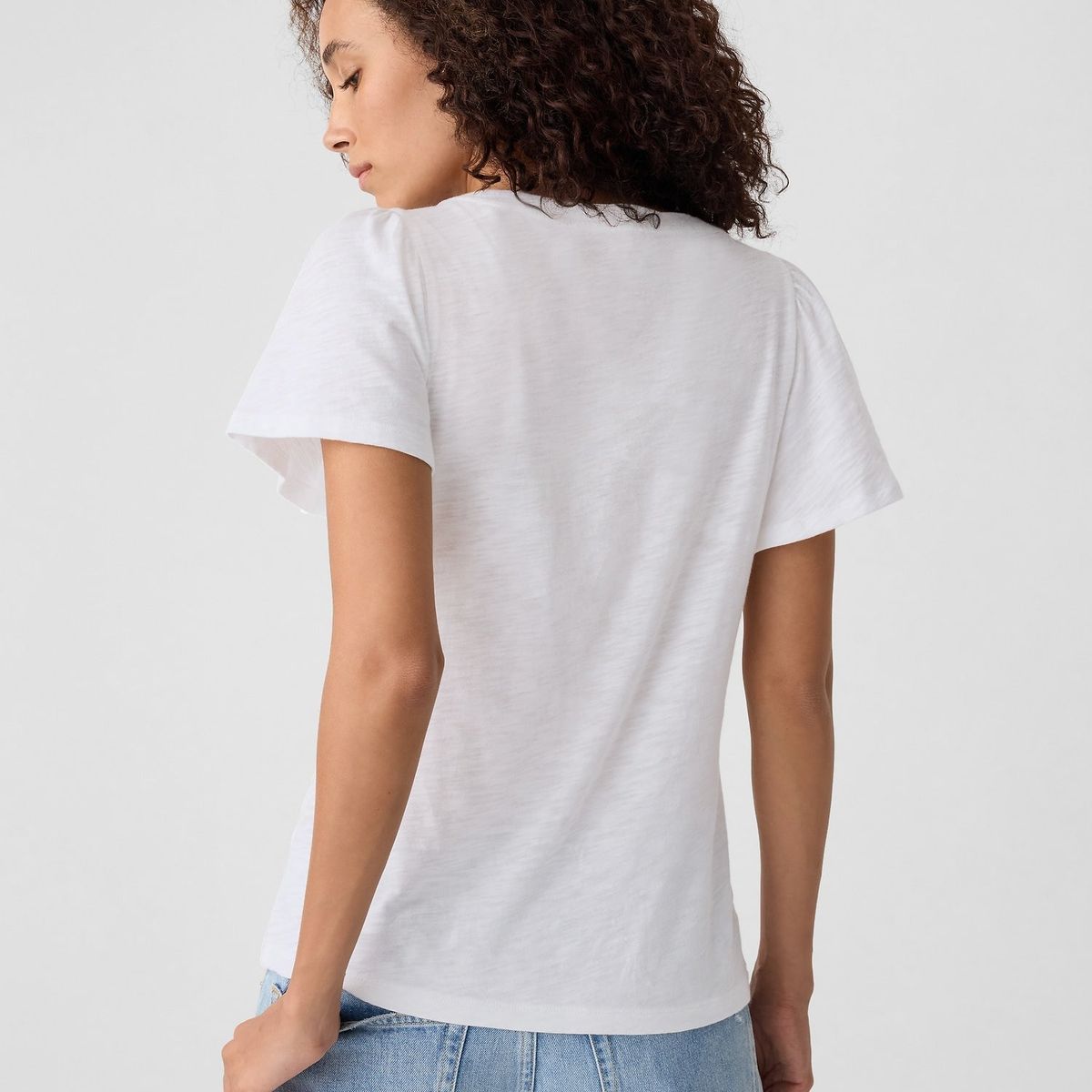 GAP - Polera Manga Con Vuelos Mujer Blanco