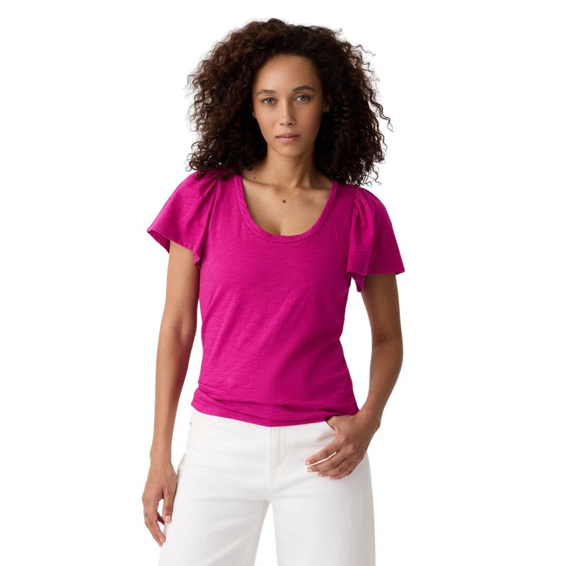 GAP - Polera Manga Con Vuelos Fucsia Mujer Fucsia
