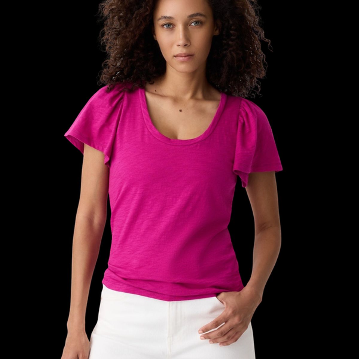 GAP - Polera Manga Con Vuelos Fucsia Mujer Fucsia