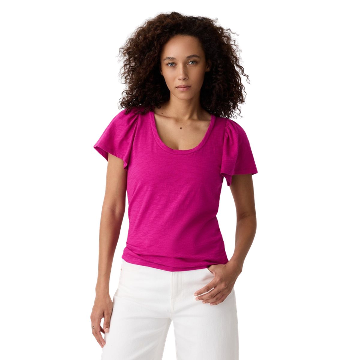 GAP - Polera Manga Con Vuelos Fucsia Mujer Fucsia